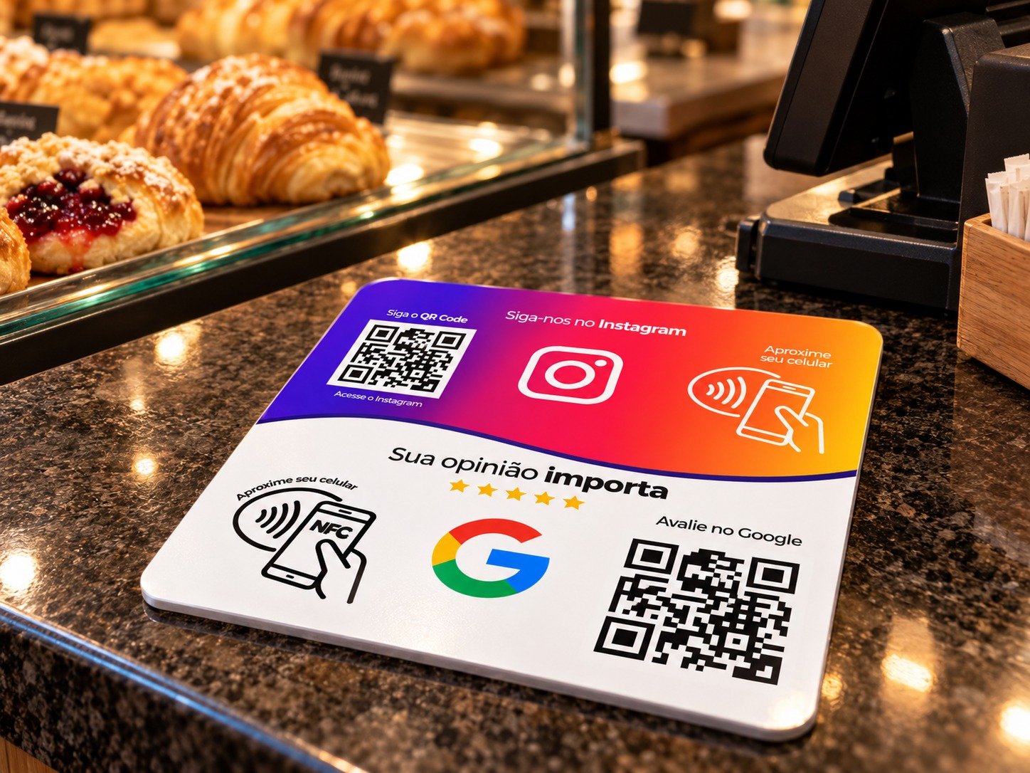 PLACAS DE AVALIAÇÃO DO GOOGLE E SEGUIR NO INSTAGRAM QRCODE+ NFC — imagem 3