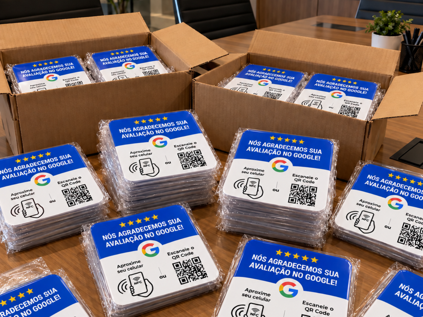PLACAS DE AVALIAÇÃO DO GOOGLE QRCODE+ NFC